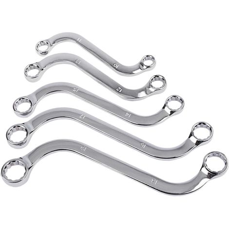 SET 5 CHIAVI DA MECCANICO COMBINATE TIPO S FISSE AUTO ANELLO POLIGONALI 10-19MM (1/5)