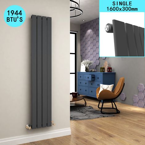 ELEGANT Anthracite Vertical Radiator Modern Radiator 1600x300mm Single Flat Panel Heater (1/5)