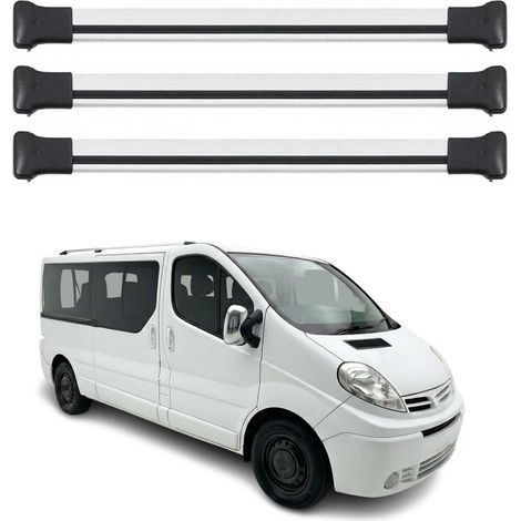 OMAC Aluminium Dachträger Querträger für Nissan Primastar 2001-2014 – Max. 75 kg – 3 Stangen Silber (1/5)