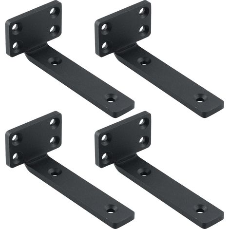 4-teiliges Set schwebender Wandregalhalterungen, vielseitig einsetzbar, robust und praktisch, 15 x 4 x 6,5 cm, Schwarz