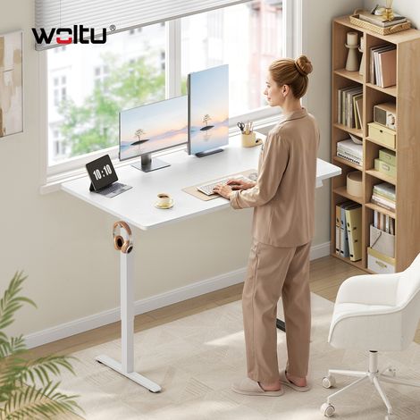 WOLTU Höhenverstellbarer Schreibtisch Elektrisch, 140x60 cm Computertisch mit Memory-Funktion, Kollisionsschutz Leise, 80kg Tragkraft, für Homeoffice Schlafzimmer Wohnzimmer, Weiß