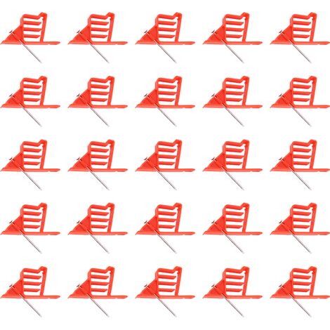 Ortviai 25 Clips de Fixation pour Câbles Électriques avec Attaches en PP et Clous Inox pour UF, Câbles Coaxial, CAT 5 et Câbles Non Métalliques, Rouge