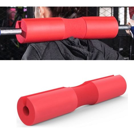 Coussinet de barre d'haltères anti-stress en mousse épaisse confortable pour le soutien des épaules et les squats, idéal pour la salle de sport et la maison (rouge). (1/5)