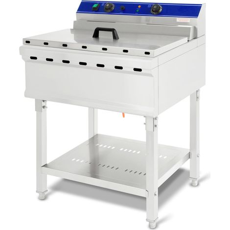 Friteuse électrique pro 52L 7500W 380V triphasé inox robinet vidange – VERTES (1/5)
