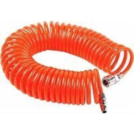 Tuyau d'air comprimé, tuyau spiralé en polyuréthane haute qualité, entrée d'air comprimé optimisée, connecteur, tuyau spiralé avec raccord rapide, tuyau de compresseur (1/5)