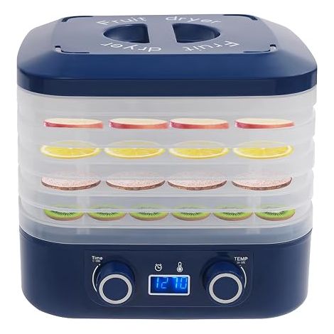 Déshydrateur avec 5 plateaux, déshydrateur alimentaire avec régulateur de température et minuterie, séchage de circulation à 360°, déshydrateur pour aliments, viande, légumes, fruits (1/5)