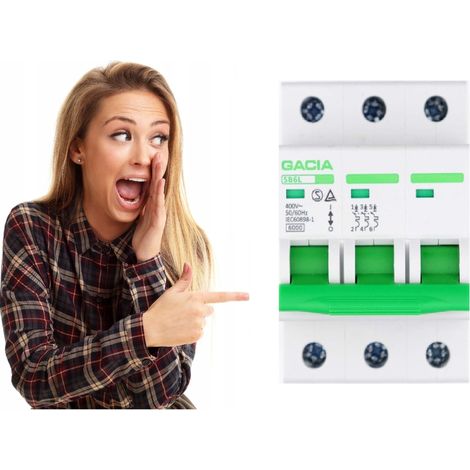 Gacia  Disjoncteur SB6L B 3P 25A - Protection Systme - Indicateur de Fonctionnement - Sécurité Électrique (1/5)