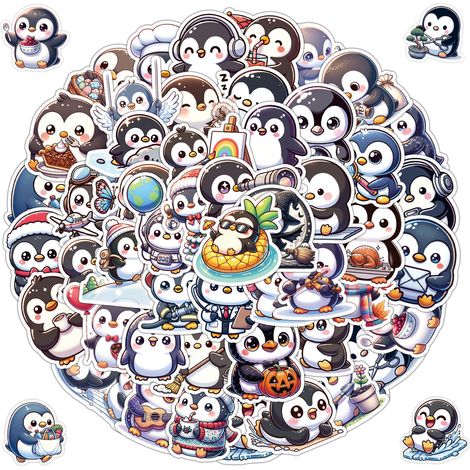 100 autocollants pingouins mignons de dessin animé (1/5)