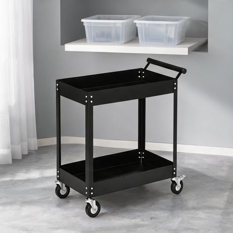 Chariot d'atelier 2 étagères acier 150 kg 84,5 x 38 x 84 cm (1/5)