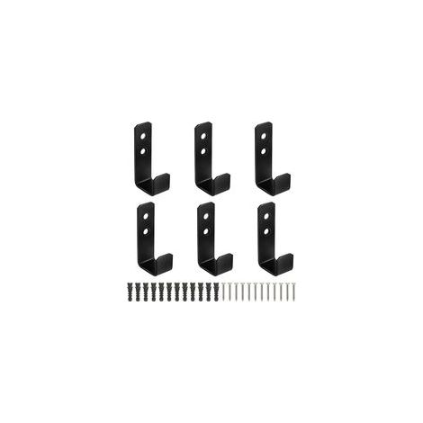 Set mit 6 robusten Wandhaken, J-förmige schwarze Haken, Schraubhaken zum Aufhängen sperriger Gegenstände, Wandmontage (1/5)