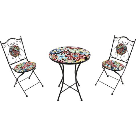 Axi Amélie Table Et Chaise Bistrot, 2 Chaises 1 Table,  Ensemble Bistro Extérieur - Fiesta Flower  Salon De Jardin Bistrot, Table Bistrot Mosaique Pour Jardin/Balcon/Terrasse