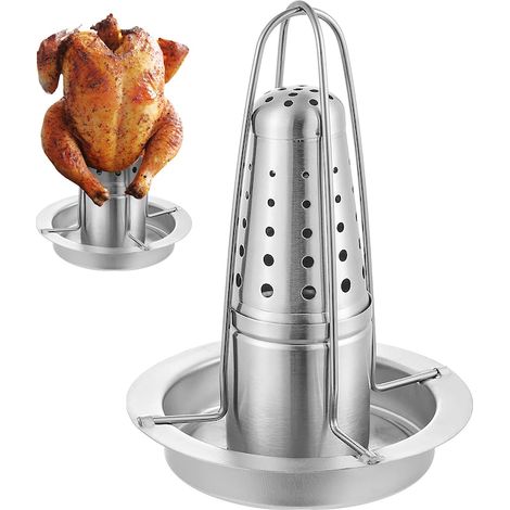 Griglia per pollo, Taipintee, acciaio inox, con contenitore per aromi, 18,5x18,5 cm, altezza 21 cm (1/5)