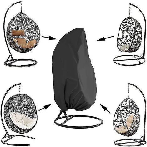 Housse de chaise suspendue de jardin en rotin tressé imperméable, couleur œuf (1/4)