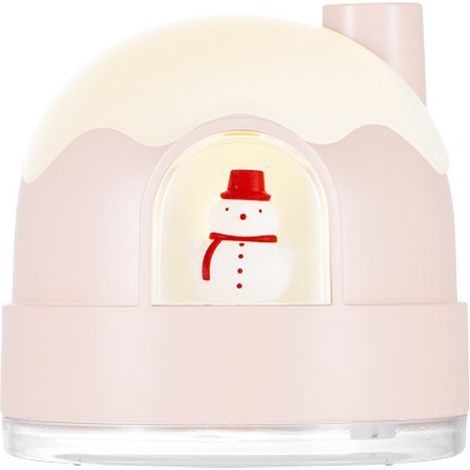 Humidificateur veilleuse, mini vaporisateur d'air silencieux USB en forme de maison de neige, rose, à brancher sur secteur. (1/5)
