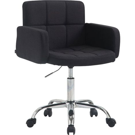 Taburete de trabajo silla de oficina con estructura de tela negra y 5 ruedas de metal cromado 100003233 (1/4)