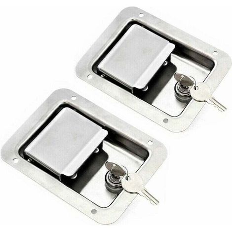 Pack de 2 loquets à ressort en acier inoxydable – Serrure avec clé – Poignée affleurante pour remorque de porte RV (1/5)