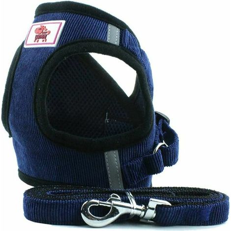 Gilet Harnais Doux d'entraînement Mesh Tissu Dog Vest Harnais pour Chiot, Chats, Petits Animaux PS042 (M, Dark Blue) (1/5)