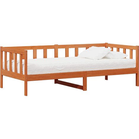 Maison Exclusive - Tag-Bett mit Matratze Wachsbraun und Weiß 90 x