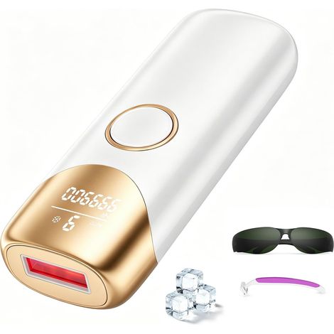 Épilateur Lumière Pulsée avec Fonction de Refroidissement, Épilation Laser avec 9 niveaux d'énergie, 999 900 impulsions, lumière rouge à 600 nm, Épilateur Lumière Pulsée IPL pour Femmes et Hommes, Vis (1/5)