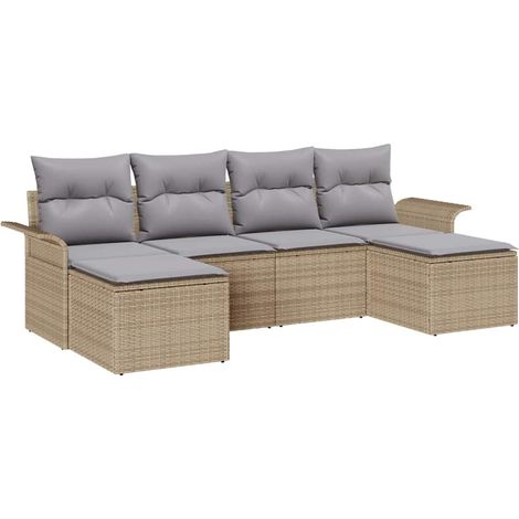 Maison Exclusive - Set Divano da Giardino con cuscino 6 pcs Beige polyrattan