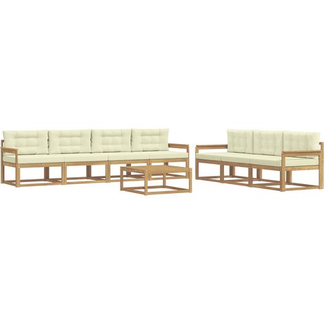 Set di divani da esterno 7 pz Bianco e Crema vidaXL (1/5)