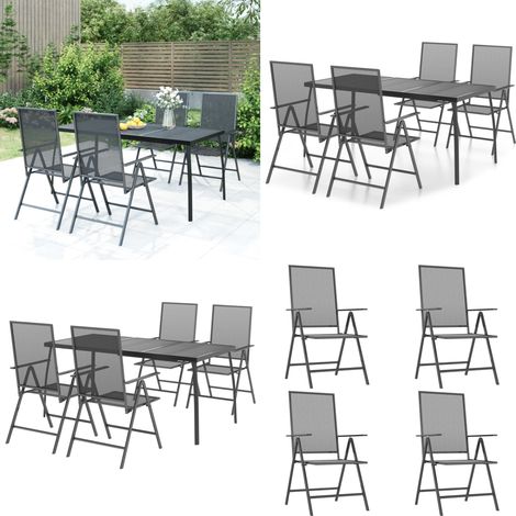 5-tlg. Garten-Essgruppe Anthrazit Stahl - Gartenmöbel - Essgruppen - Gartentisch - Gartenstühle - Stahlausstattung - Home & Living (1/5)
