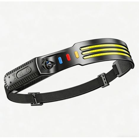 Lampe frontale, grand angle 230°, 3 bandes LED blanches, la lampe frontale la plus lumineuse, rechargeable et étanche, idéale pour l (1/5)