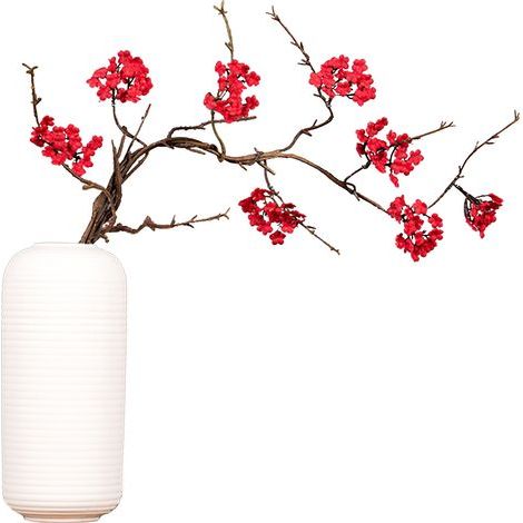 Branche de Rotin de Fleur de Cerisier de Simulation Zen, Ornement de Fausse Fleur Arrangement Floral Simple Réaliste Petite Branche Séchée Florale Salon de thé (C) (1/5)