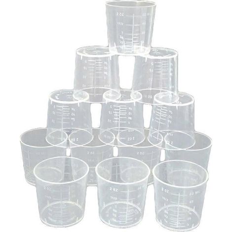 25 Stück 60 ml Messbecher aus Kunststoff, Küchenbecher, Back- und Kochutensilien, digitaler Messbecher-5.00X4.20X4.20CM-White (1/3)