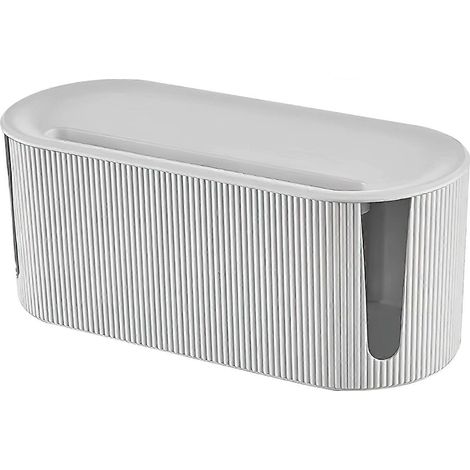 Boîte de rangement de câbles avec couvercle - Gestion des câbles en plastique ABS - Protection contre les surtensions multifonctionnelle - pour câbles de multiprise (Blanc) (1/5)