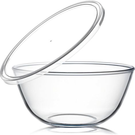 Bol En Verre - 4,7 Quart - Couvercle Inclus - Résistant À La Chaleur - Pour Mélanger Servir Et Stocker - 1 Pièce (1/5)