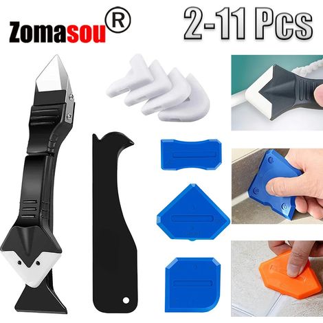 Kit multifonctionnel 5 en 1 pour la maison : raclette en silicone, couteau à joint, outil pour enlever la colle et les fissures. (1/5)