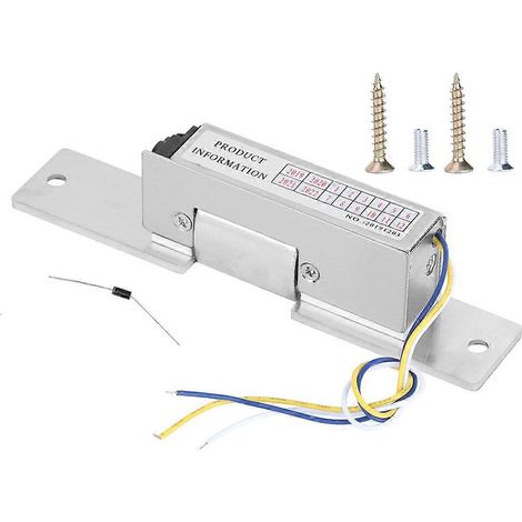 Verrou électrique 12V DC NC/NO avec retour de signal, serrure de sécurité pour porte d'accès, kit de contrôle d'accès, finition argentée, compatible systèmes de contrôle. (1/5)