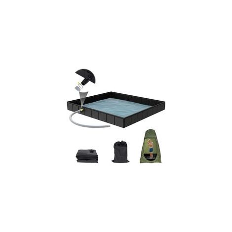 Receveur de douche pliable pour camping 104 x 104 x 13 cm, receveur de douche portable avec bonde, base de douche pliable, grand receveur de douche pour camping-cars, plage, camping, douche et bain po (1/5)