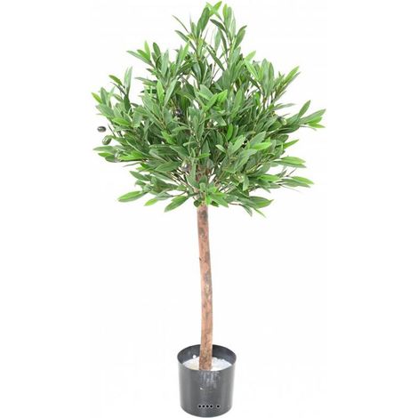 Olivier artificiel en pot H 95 cm feuillage plastique extérieur