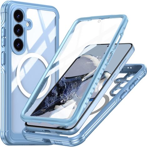 Custodia per Samsung Galaxy S25 FE, antiurto, con vetro, per MagSafe, blu (1/5)