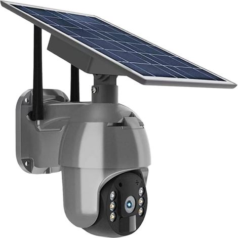Caméra de sécurité à domicile 4G LTE FDD fente for carte SIM longue veille solaire PTZ moniteur caméra avec batterie 3MP détection de mouvement alarme CCTV caméra de Surveillance ( Size : 4G Cam Batte (1/5)