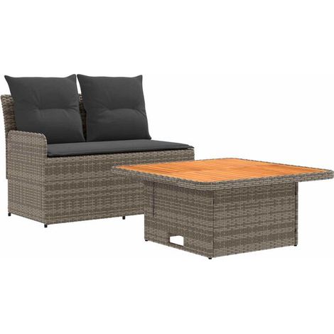 Canapé de jardin deux pièces avec accoudoirs et table réglable en hauteur (1/5)