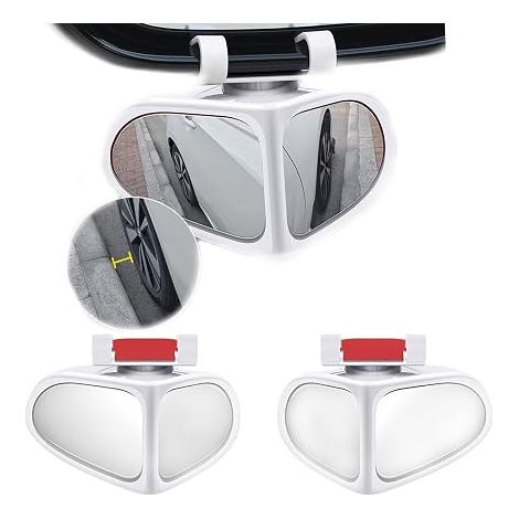 2 Pieces Blind Spot Mirror for Rearview Mirror, 360° Super Wide Angle Car Interior Rearview Mirror, Universal White Accompanied Driving Rearview Mirror, Car Rearview Mirror (1/4)