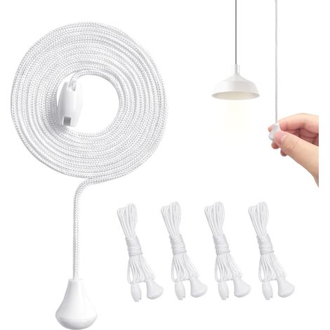 Lot de 4 cordons de traction de rechange en nylon avec connecteur pour interrupteurs de plafond, lampe de salle de bain, fil de rechange pour interrupteur (155,5 cm) (1/5)