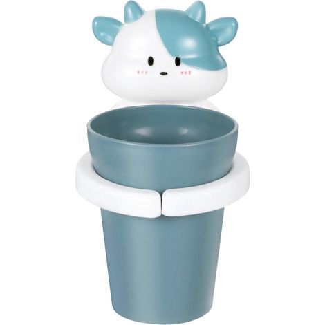 Wandmontierter Zahnbürstenhalter in Kuhform – Kinderzahnbürstenhalter – 15 x 8 cm – Blau (1/4)