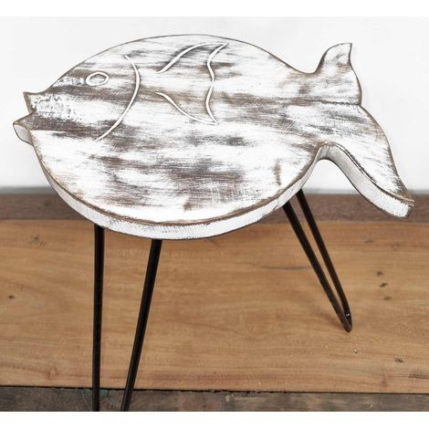 Présentoir à Poisson en Bois Albasia - Blanchi à la Chaux- Vendu par 1 (1/4)