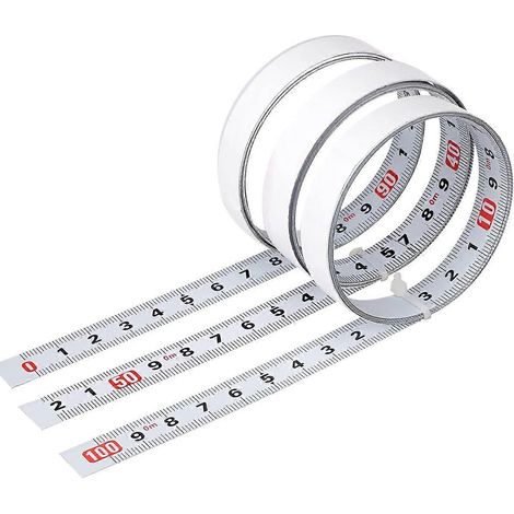 Lot de 3 rubans à mesurer autocollants en acier au carbone, règle métrique autocollante, ruban à mesurer métrique autocollant, pour établi (1/5)