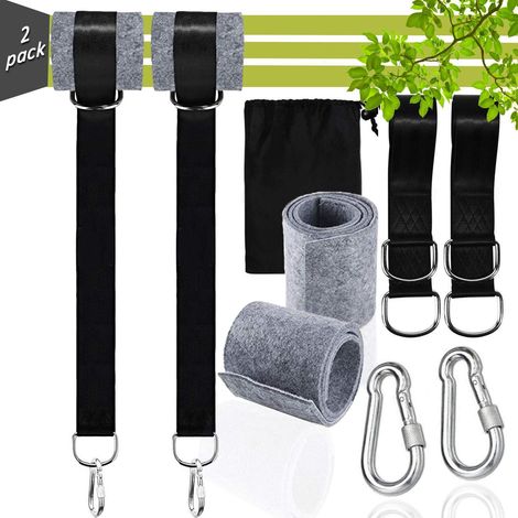 Bretelles de hamac renforcées, lot de 2 sanglex 150CM avec anneaux en D et coussin épais, mousquetons inclus, charge maximale 1000KG, idéales pour balançoire suspendue extérieure (1/5)