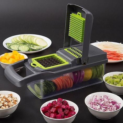 Coupe-légumes multifonctionnel, trancheuse et coupe-légumes pour la maison - Machine à trancher les pommes de terre, à faire des juliennes, à couper en dés, à râper les radis et à émincer.
