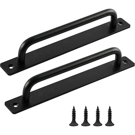 Maniglie scorrevoli per porte in ferro nero opaco – Set di 2 per porte interne/esterne, cucina, armadi e credenze – AIMOONSA