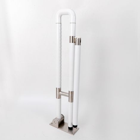 Barre d'appui rabattable pour toilettes 600 mm - 750 mm Barre d'appui rabattable Poignée de soutien mural Support pour toilettes (blanc 60 cm) (1/5)