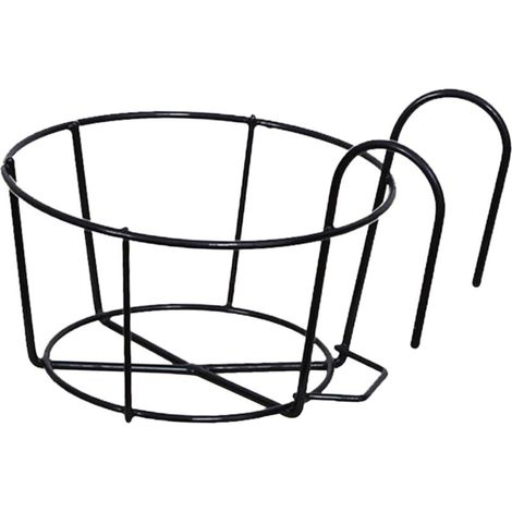 Garde-Corps jardinières Porte-Pot de Fleur Ronde clôture étagère conteneur Fer Art paniers Suspendus Fer Art Support pour extérieur Balcon Pont Porche, Noir 20cm