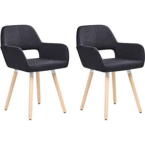 Set of 2 Dining Chairs CHICAGO Fabric Black (1/5)