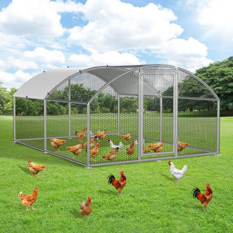 TolleTour Recinto para gallinero 12 m² con techo arqueado - Techo PE impermeable - Acero galvanizado - Malla 3x4x2 m para gallinas y conejos (1/5)